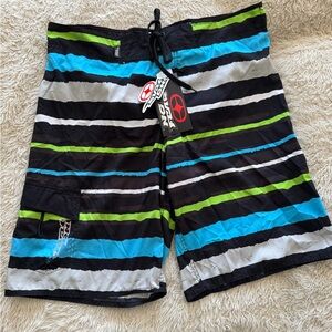 NWT No Fear Men’s Striped Board Shorts XL